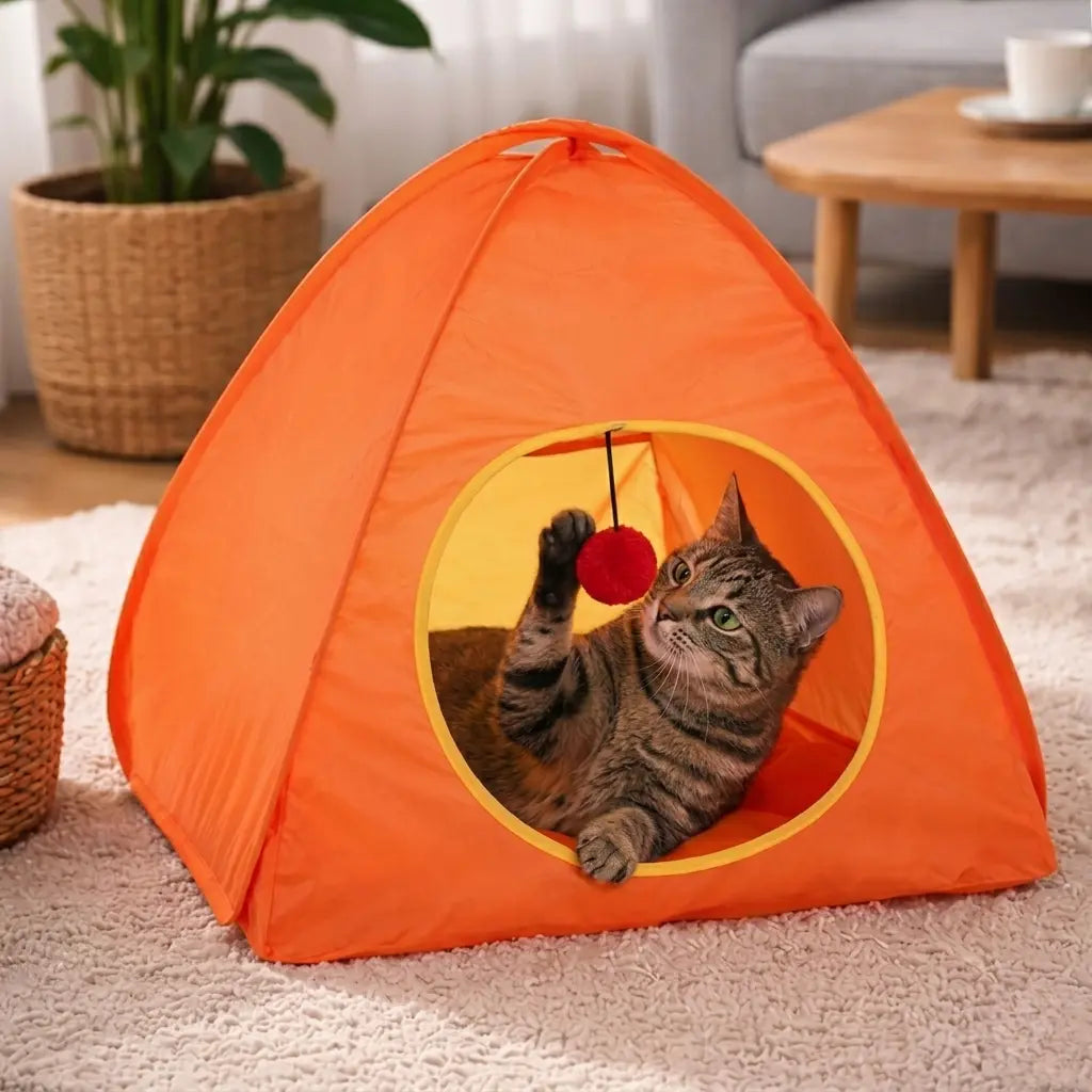 Палатка за котка с играчка топка (сгъваема) Mr.LuckyCat